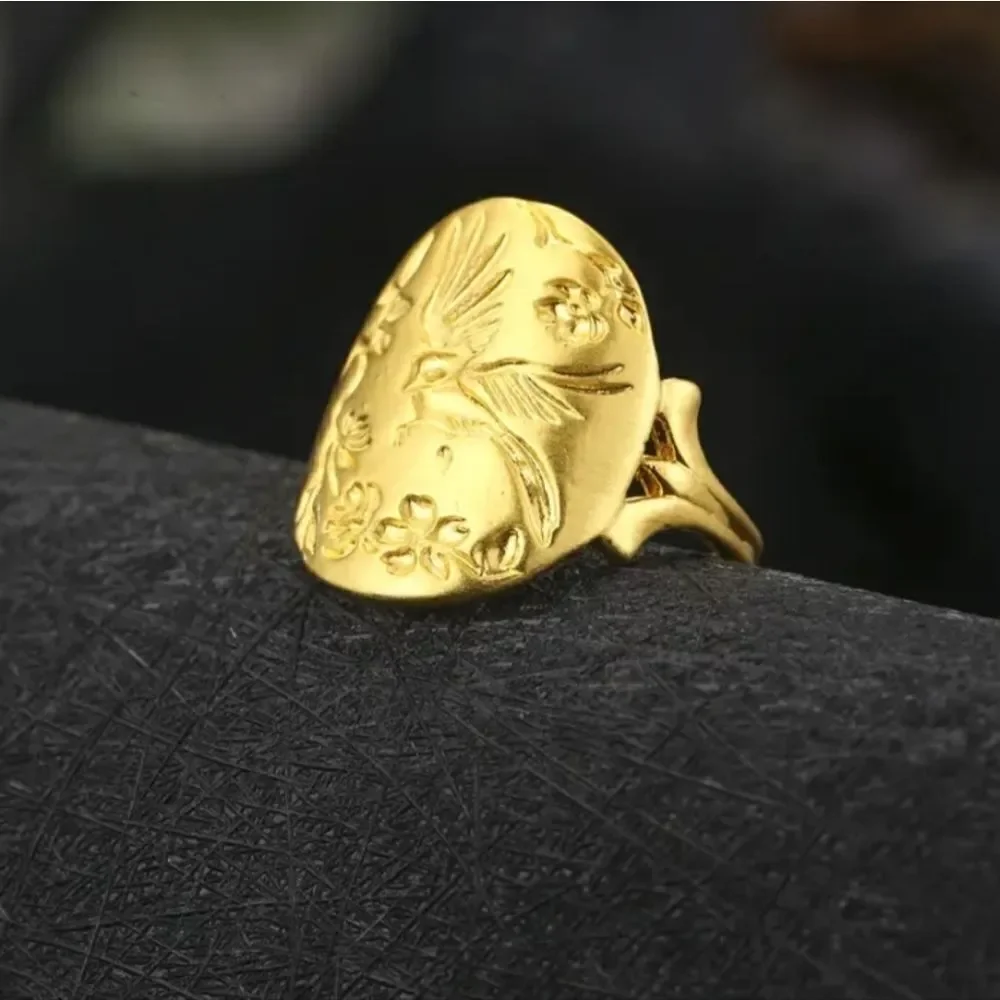 Unisex 18kt Gold Plated Bird And Flower Ring sz 11